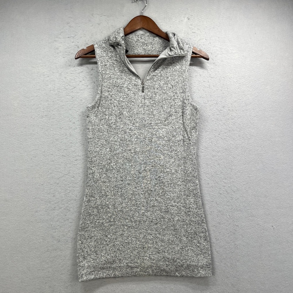 White House Black Market Dress Womens S Gray Sleeveless Quarter Zip Knit Casual